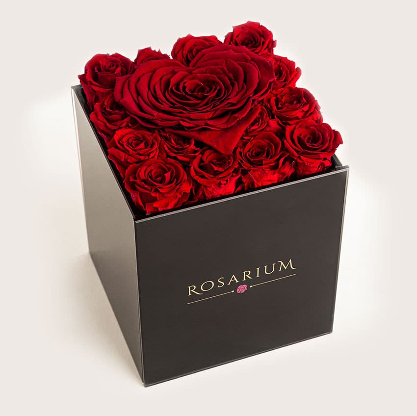 színes üveg rózsa doboz - örök rózsával